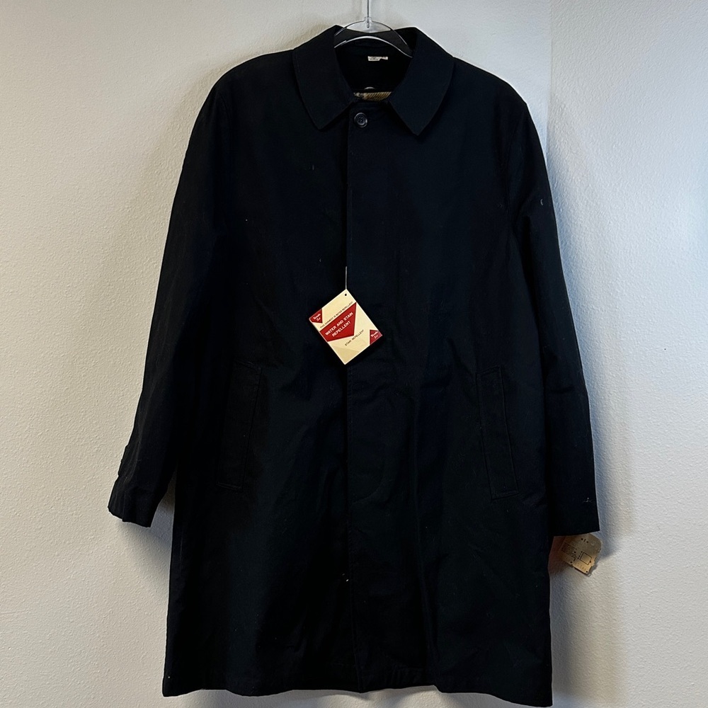 NWT Deadstock Vintage Briarcliff Long Black Overcoat Rain Trench 40 Men’s - Picture 2 of 16